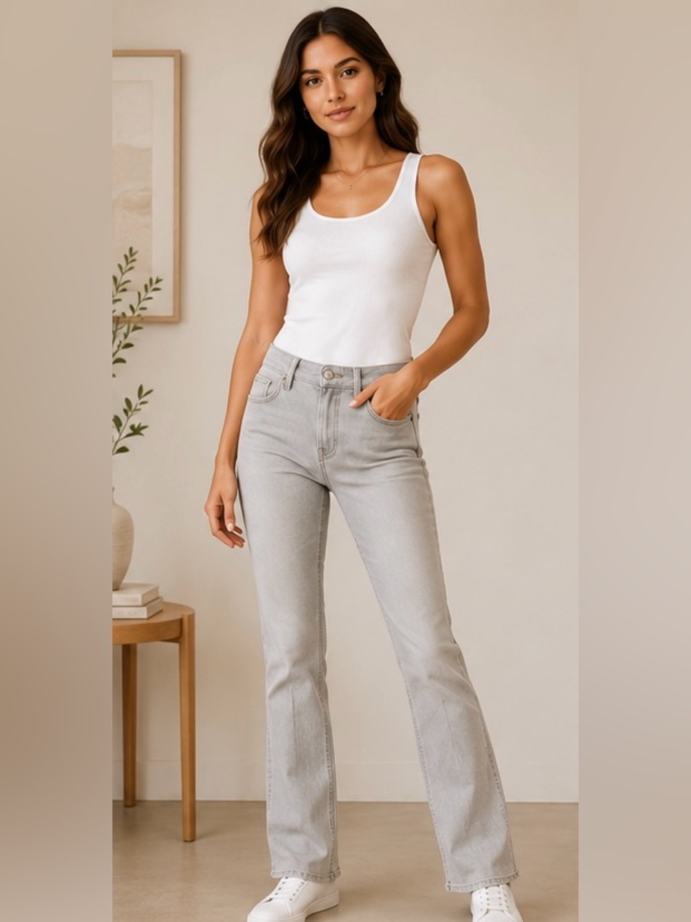 Madewell Light Gray Skinny Straight Leg Jeans – Size 24